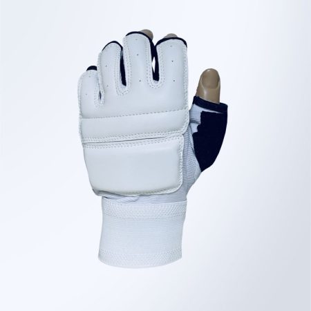 Перчатки кожзам бело-черные на белом манжете